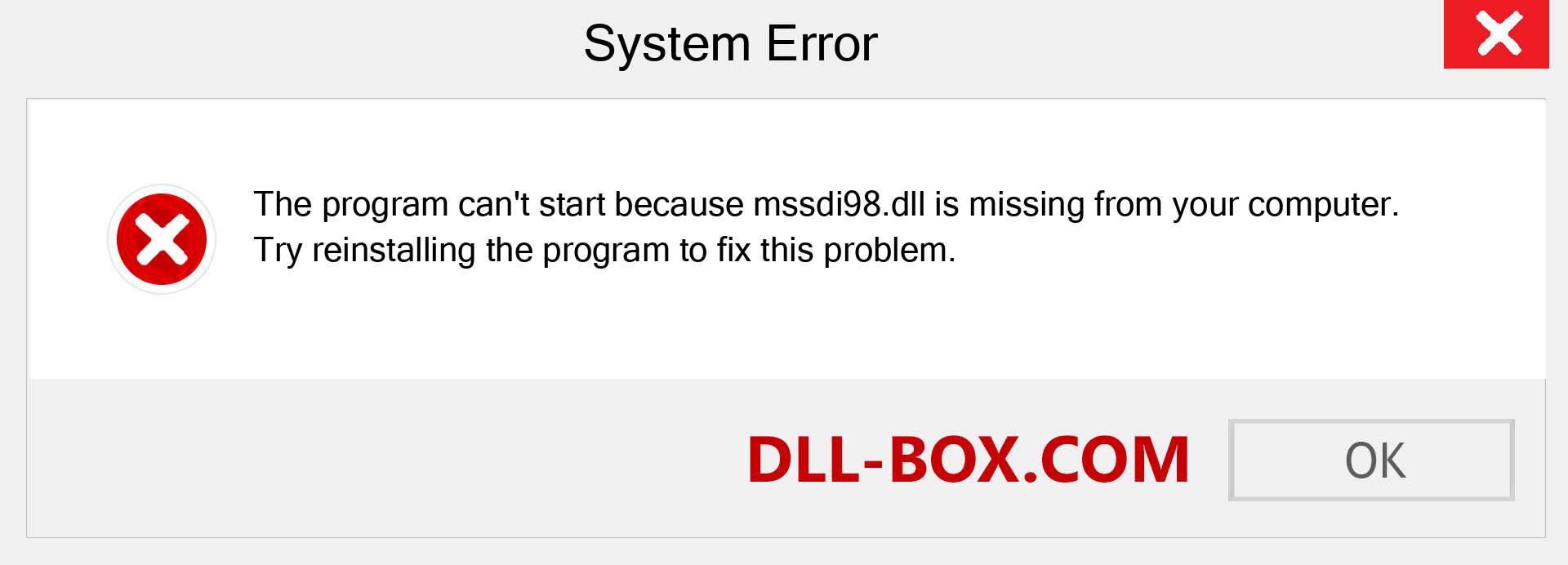  mssdi98.dll file is missing?. Download for Windows 7, 8, 10 - Fix  mssdi98 dll Missing Error on Windows, photos, images