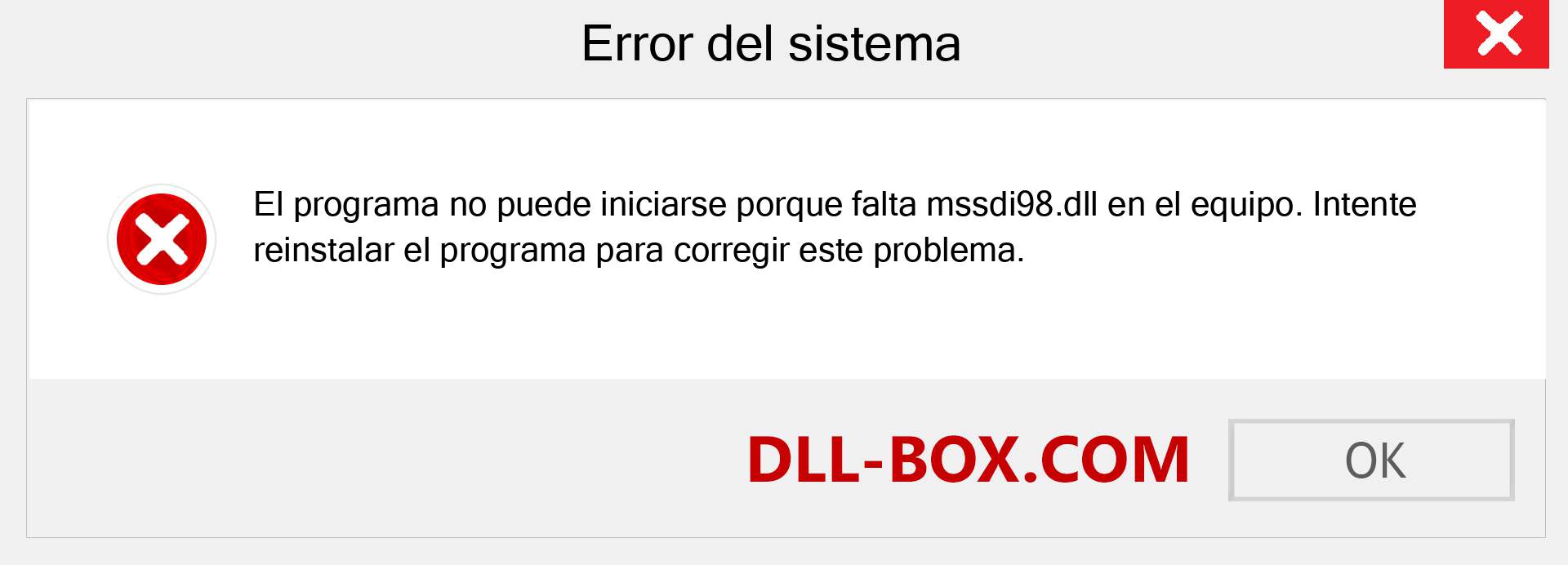 ¿Falta el archivo mssdi98.dll ?. Descargar para Windows 7, 8, 10 - Corregir mssdi98 dll Missing Error en Windows, fotos, imágenes