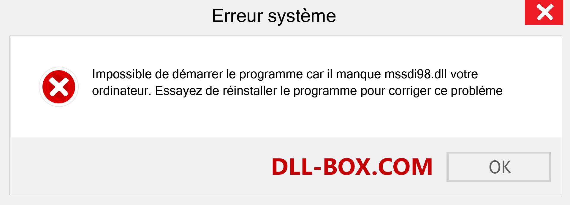 Le fichier mssdi98.dll est manquant ?. Télécharger pour Windows 7, 8, 10 - Correction de l'erreur manquante mssdi98 dll sur Windows, photos, images