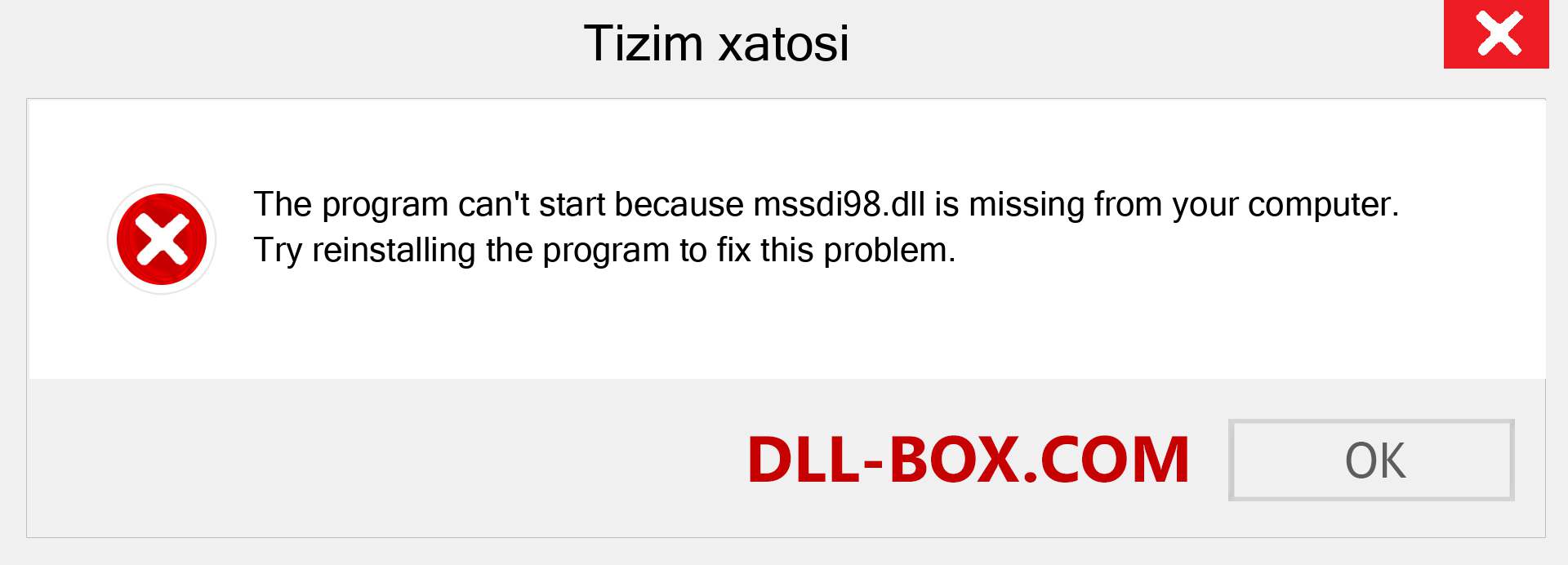 mssdi98.dll fayli yo'qolganmi?. Windows 7, 8, 10 uchun yuklab olish - Windowsda mssdi98 dll etishmayotgan xatoni tuzating, rasmlar, rasmlar